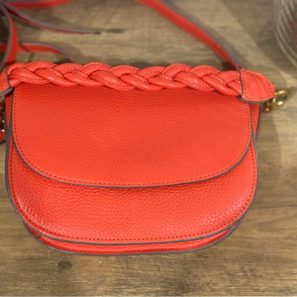 Antonio Melani Rosie Braided Top Handle Saddle Crossbody Bag – Red/orangw